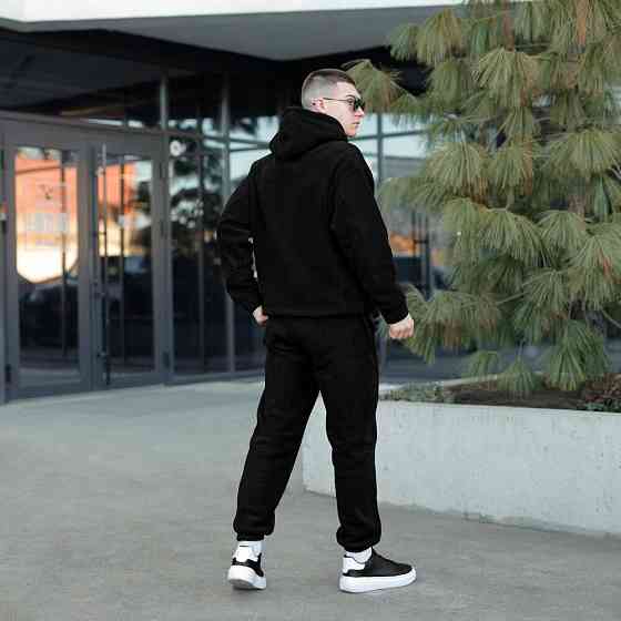 Флісовий зимовий чоловічий костюм Pobedov Mariot. Чорний чоловічий флісовий костюм Київ