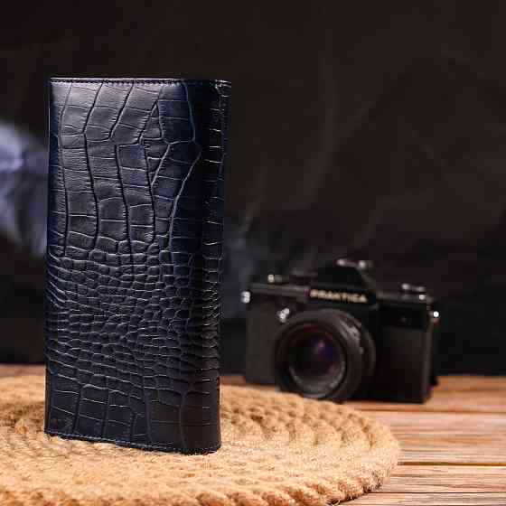 Надежный женский кошелек с монетницей из натуральной фактурной кожи CANPELLINI 21531 Синий Киев