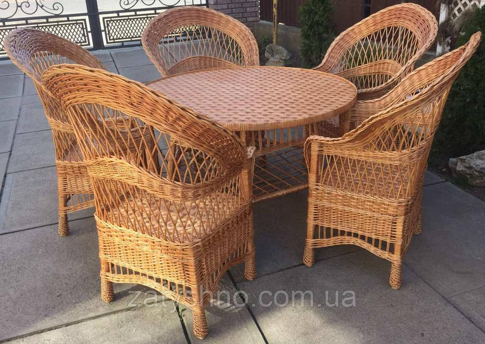 Мебель из лозы с круглым столом | комплект плетеной мебели  с 5 креслами| мебель плетеная из лозы Киев - изображение 4