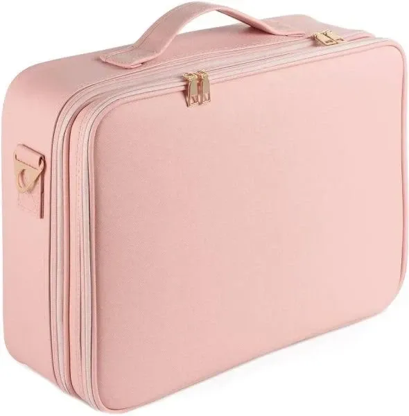Органайзер для косметики чемодан с зеркалом LED подсветка, 3 режима яркости, дорожный бьюти-кейс Розовый PT Одесса - изображение 9