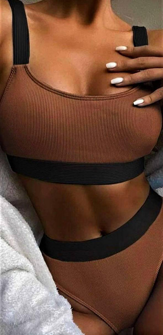 Купальник спортивний жіночий роздільний Коричневий M Харків - фото 1