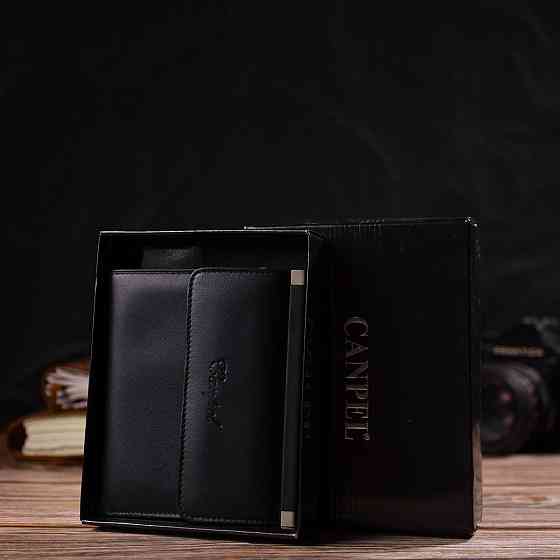 Ультрамодний гаманець для жінок з натуральної гладкої шкіри Чорний (CANPELLINI) Київ