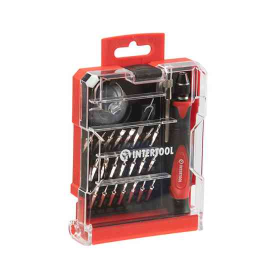 Викрутка прецизійна з комплектом насадок, 29 од., Cr-V INTERTOOL VT-3336 Київ