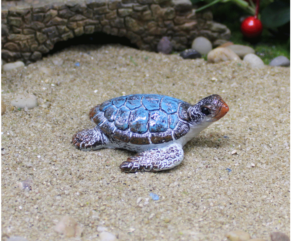 Фигурка Черепаха 7.6 х 6.5 из полистоуна Для мини-сада, сада и флорариума Голубой Одесса - изображение 2