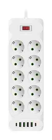 Мережевий фільтр F35U 4 USB + 2 Tupe-C +10 розеток, білий Кам'янець-Подільський