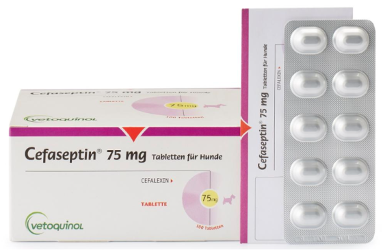 Цефасептин (Cefaseptin) 75 мг №10 таблеток 1т/5 кг (для лікування котів та собак при захворюваннях шкіри) Vetoquinol Вінниця