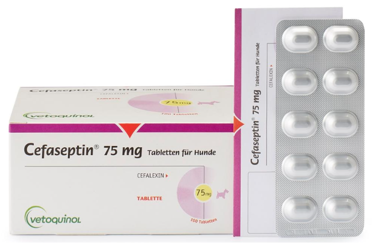 Цефасептин (Cefaseptin) 75 мг №10 таблеток 1т/5 кг (для лечения кошек и собак при заболеваниях кожи) Vetoquino Винница - изображение 1