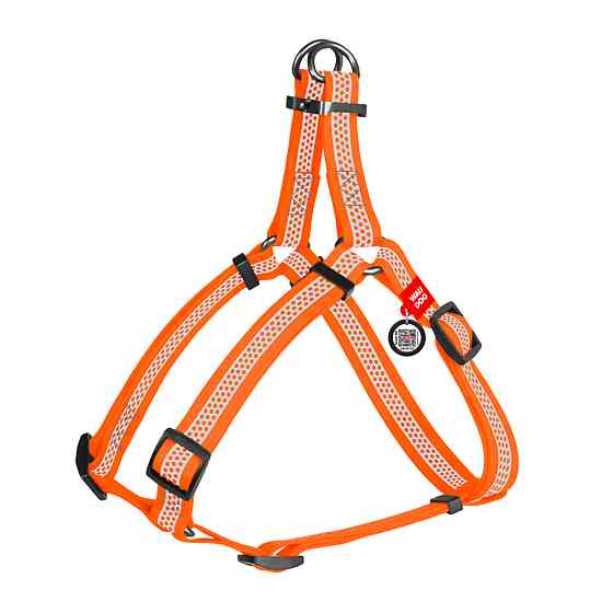 Шлей для собак водостойкий WAUDOG Waterproof, с QR-паспортом, светоотражающая, металлическая пряжка-фастекс, L, Ш 25 мм, Д 60-90 см оранжевый Киев