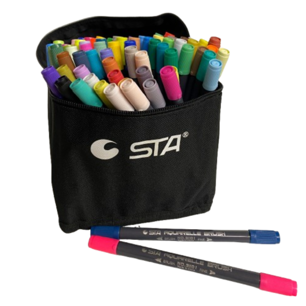 Набор маркеры STA 80 цветов двусторонние  акварельныедля скетчинга 4 органайзера в комплекте Видеообзор! Каменец-Подольский - изображение 6