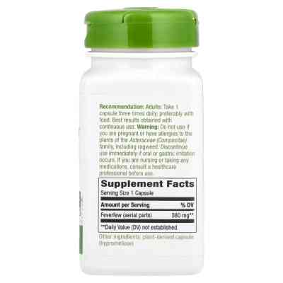 Вітамінно-мінеральний комплекс Nature&apos;s Way Піретрум дівочий (дівоча пижма), 380 мг, Feverfew Herb, 100 веге (NWY-12850) Вінниця
