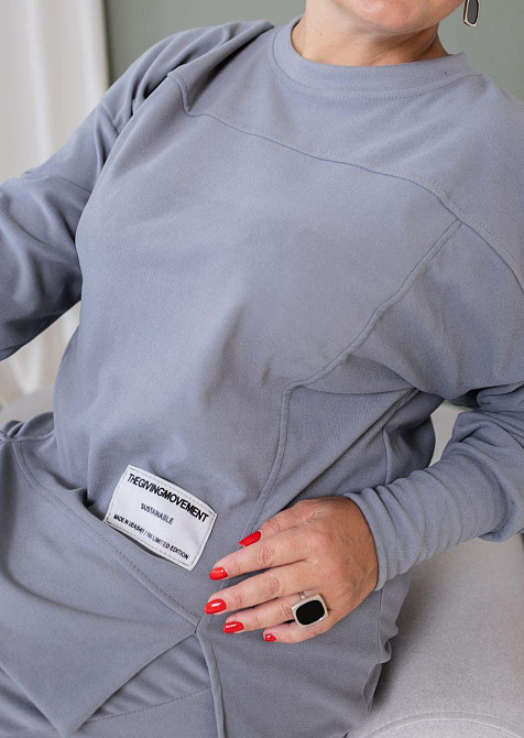 Женский теплый прогулочный костюм двойка батал пума плюш Графит, 54/58 Одесса - изображение 8