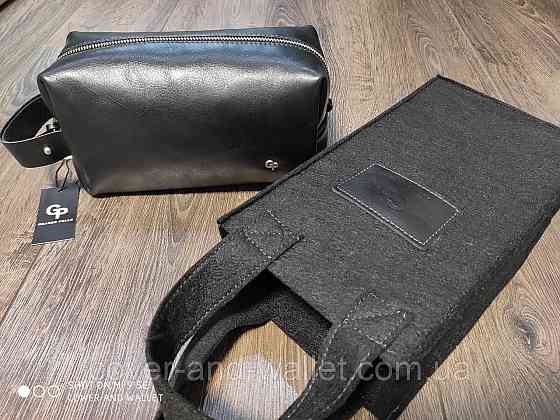 Велика чоловіча шкіряна косметичка несесер чорного кольору Grande Pelle 804610(УЦІНКА) Київ