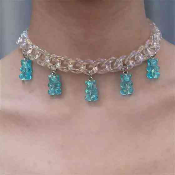 Прикраси з мармеладними ведмедиками з перламутром - довжина 30см (+9см), смола, цинковий сплав, пластик Київ