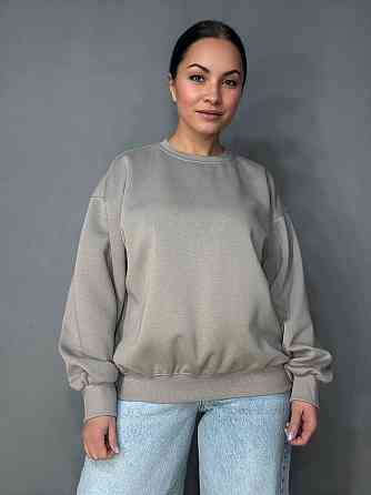 Свитшот женский A-N 30070-1 базовый оверсайз однотонный, бежевый, one size Киев