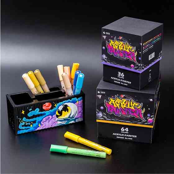 Маркеры акриловые STA для рисования, премиум качество, набор 64 цветов, маркеры для ткани, дерева и керамики Каменец-Подольский