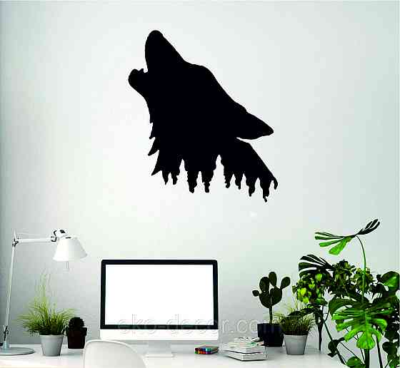 Декоративное настенное Панно «Волк», Декор на стену 90*78 см, Черный Киев