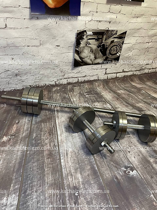 Набор 58 кг Штанга + Гантели металлические разборные 2 по 26 кг Гантели, гири, штанги и диски Киев - изображение 3