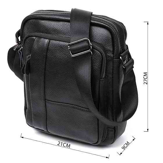 Добротная кожаная мужская сумка Vintage 20677 Черный Киев