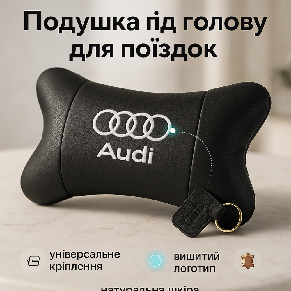 Подушка для голови в авто Audi, Подушка з логотипом авто, Подушки для підголівників в машину BK-10 Львів - фото 13