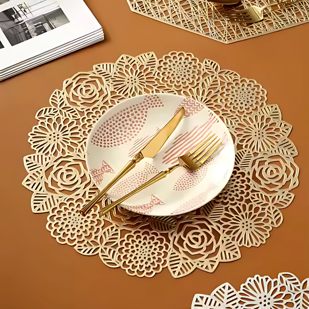 Сервировочная салфетка круглая под горячее, коврик сервировочный золотистый набор 2 шт Каменец-Подольский - изображение 5