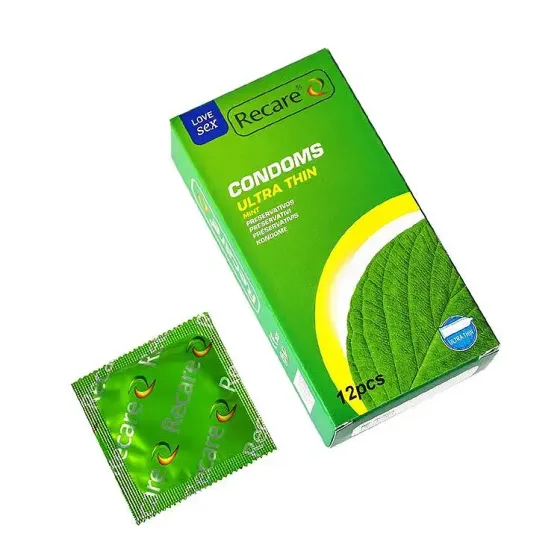 Презервативи Ultra Thin Mint Condoms Recare 12 шт, ультратонкі, аромат: м'ята Львів