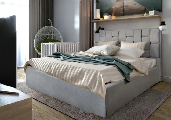 Кровать BNB Двуспальная Royal Comfort 160 x 200 см на ножках С подъемным механизмом и нишей для белья Серый Киев