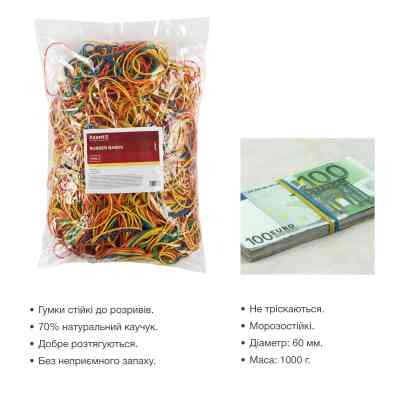 Резинки для денег Delta by Axent assorted colors, 1000г (D4623) Винница
