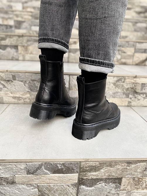 Черевики жіночі RONE Док-5 чорні натуральна шкіра зима висота 13см (4254) Коломия - фото 2