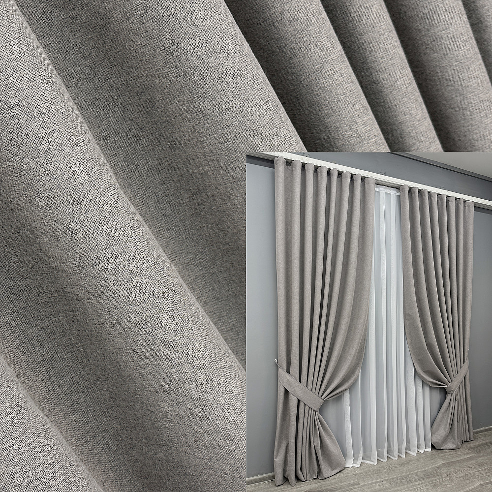 Комплект готових штор VR-Textil Блекаут двосторонній ASHEN NIGHT № 1848ш Кавово-сірий 200х270 см 2 шт (32-217) Київ - фото 1