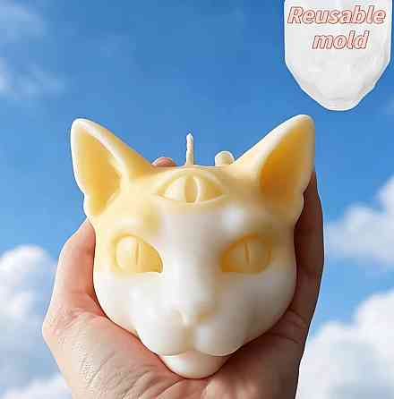 Силиконовая форма для свечей кот 3D многоразовая форма для гипса воска мыла Киев