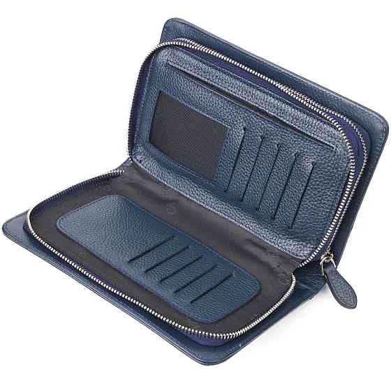 Відмінна чоловіча барсетка на два відділення з натуральної зернистої шкіри CANPELLINI 21568 Синя Київ