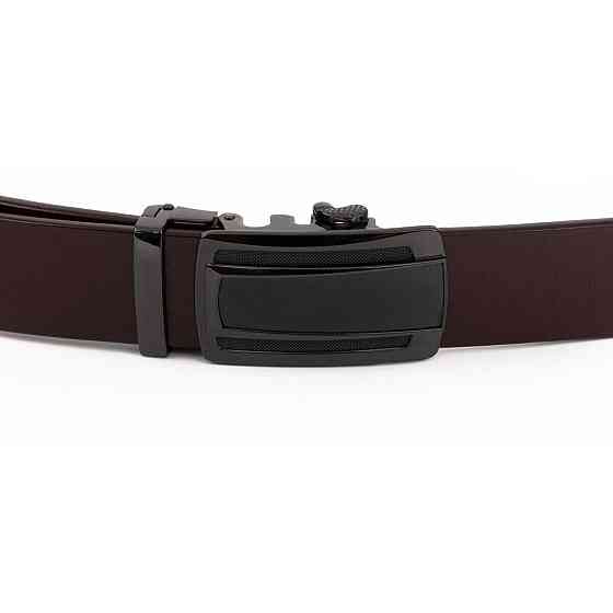 Ремень мужской с затемненной пряжкой автомат Vintage 20296 Коричневый Киев