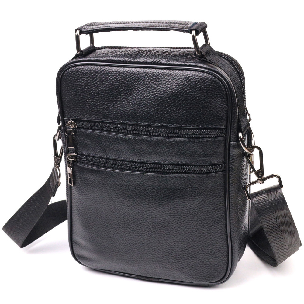 Вместительная мужская сумка кожаная Черная (Vintage) Киев - изображение 6