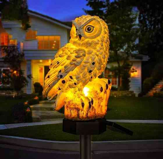 Оригінальний Світильник садовий Сова з сонячною панеллю для освітлення саду, доріжок, тераси, двору Одеса
