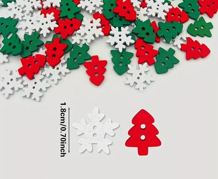 Набор новогодних пуговиц 20 шт. (снежинки, елки) 1.8 см. Киев - изображение 2