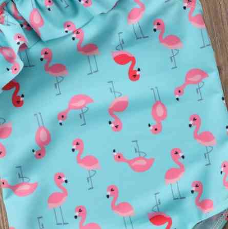 Купальник детский с Фламинго слитный розово-голубой Киев