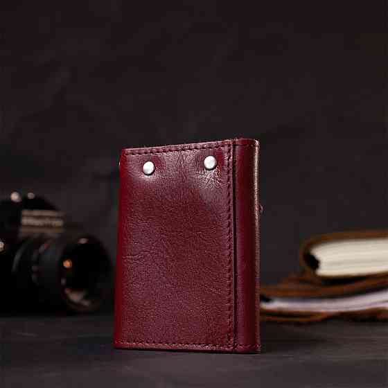 Містка жіноча шкіряна ключниця Бордовий (GRANDE PELLE) Київ