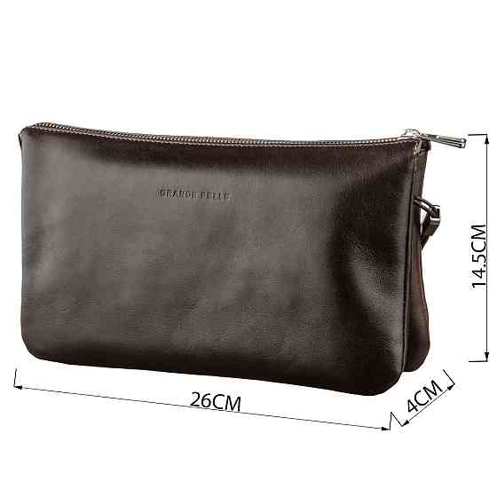 Барсетка мужская GRANDE PELLE 11263 в гладкой коже Коричневая Киев