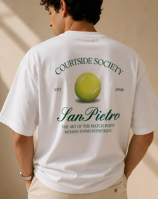 Футболка оверсайз для пасма «Courtside Society» — стильна тенісна футболка Чорний, S Чернівці - фото 1