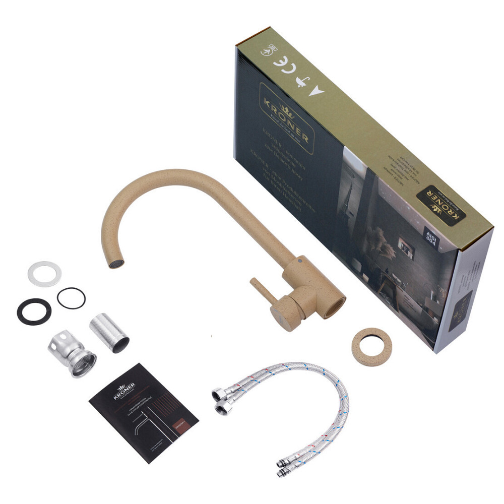 Змішувач для кухні Kroner KRP Edelstahl Klassisch - COL035 бежевий Київ - фото 7