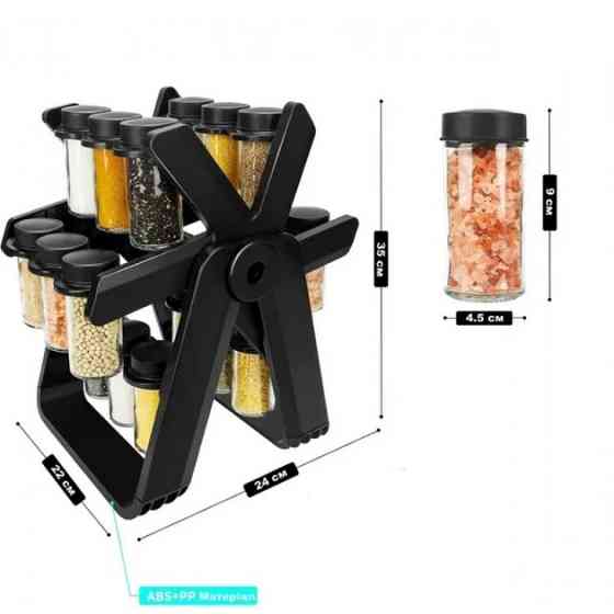 Органайзер для спецій і приправ Набір 18 скляних ємностей на колесі, що обертається Підставка для спецій QV-21 Львів