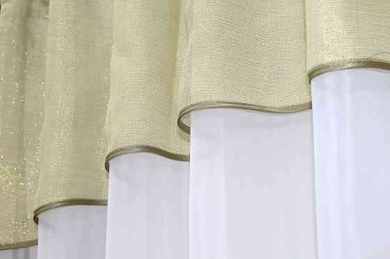 Кухонная гардина VR-Textil № 036к арка  белый с золотистым 270х170 см (52-0124) Киев