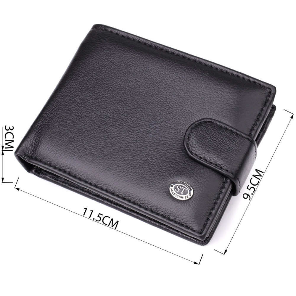 Вместительный мужской бумажник горизонтального формата из натуральной кожи ST Leather 23090 Черный Киев - изображение 3