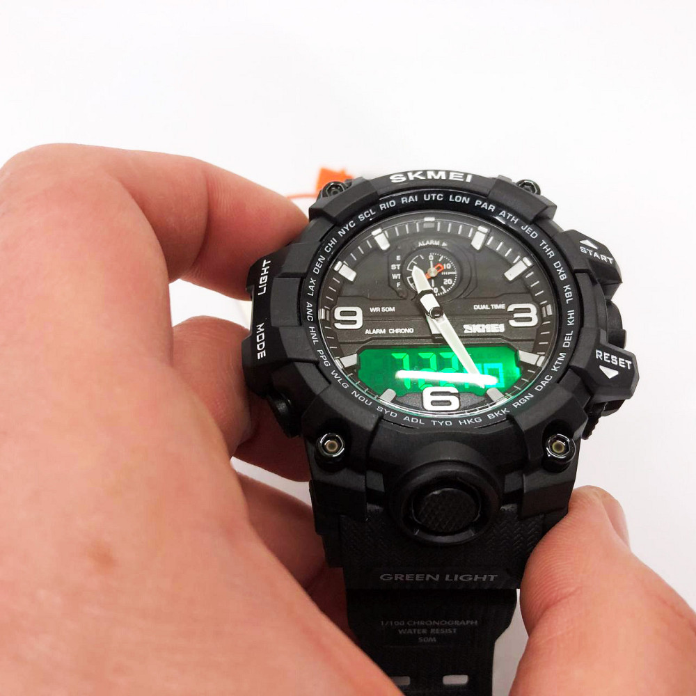 Наручные часы с электронным механизмом SKMEI 1586BK BLACK, Военные часы спецслужб SP-57 Львов - изображение 1