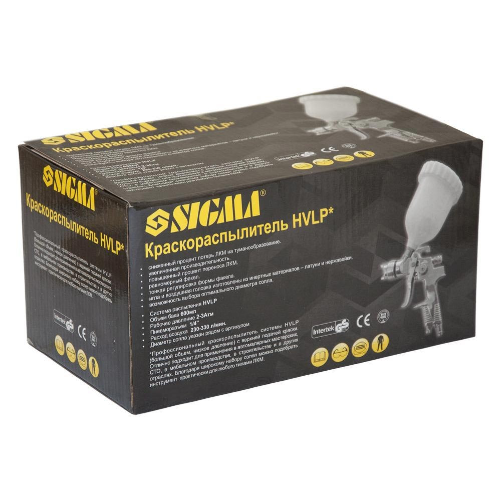 Sigma Краскораспылитель HVLP Ø1.3+1.8мм 140-280л/мин 6бар в/б 600мл (пласт) хром SIGMA (6812151 Коломыя - изображение 2