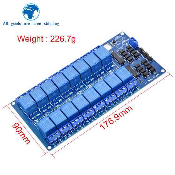 16-канальный реле-модуль 12В для Arduino и автоматизации Киев
