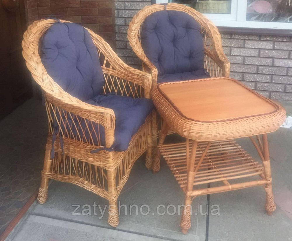Меблі із лози з накидками | комплект плетених меблів зі столом меблі плетені з подушками Київ - фото 5