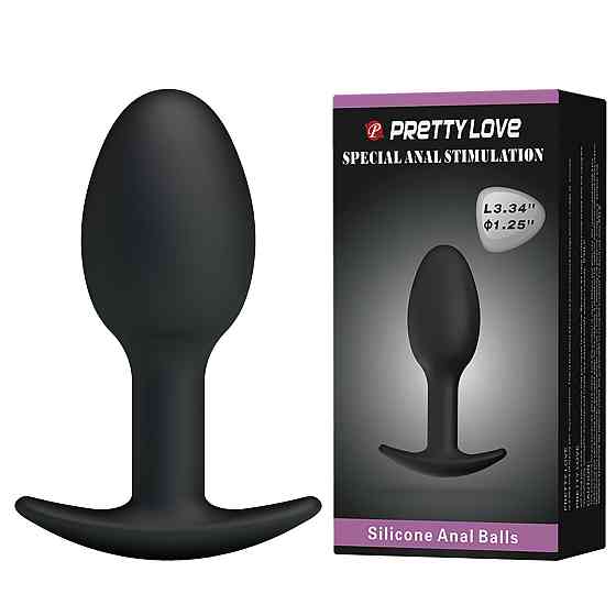 Анальна пробка силіконова PRETTY LOVE Heavy Balls, чорна, 8.4 х 3.2 см Sex Aura Київ