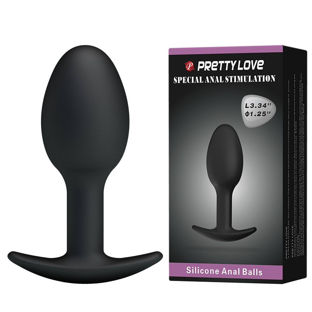 Анальна пробка силіконова PRETTY LOVE Heavy Balls, чорна, 8.4 х 3.2 см Sex Aura Київ - фото 1