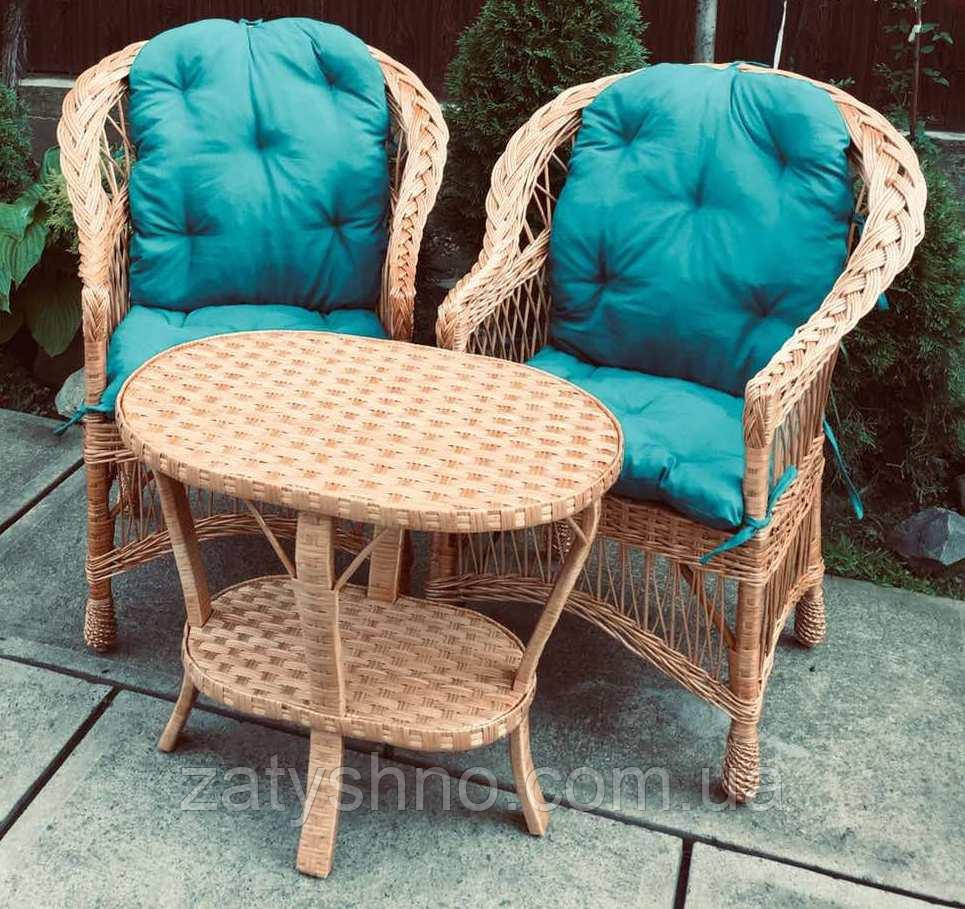 Плетені меблі з накидками |  Комплект плетених меблів з журнальним столом | меблі з лози на пода Київ - фото 6